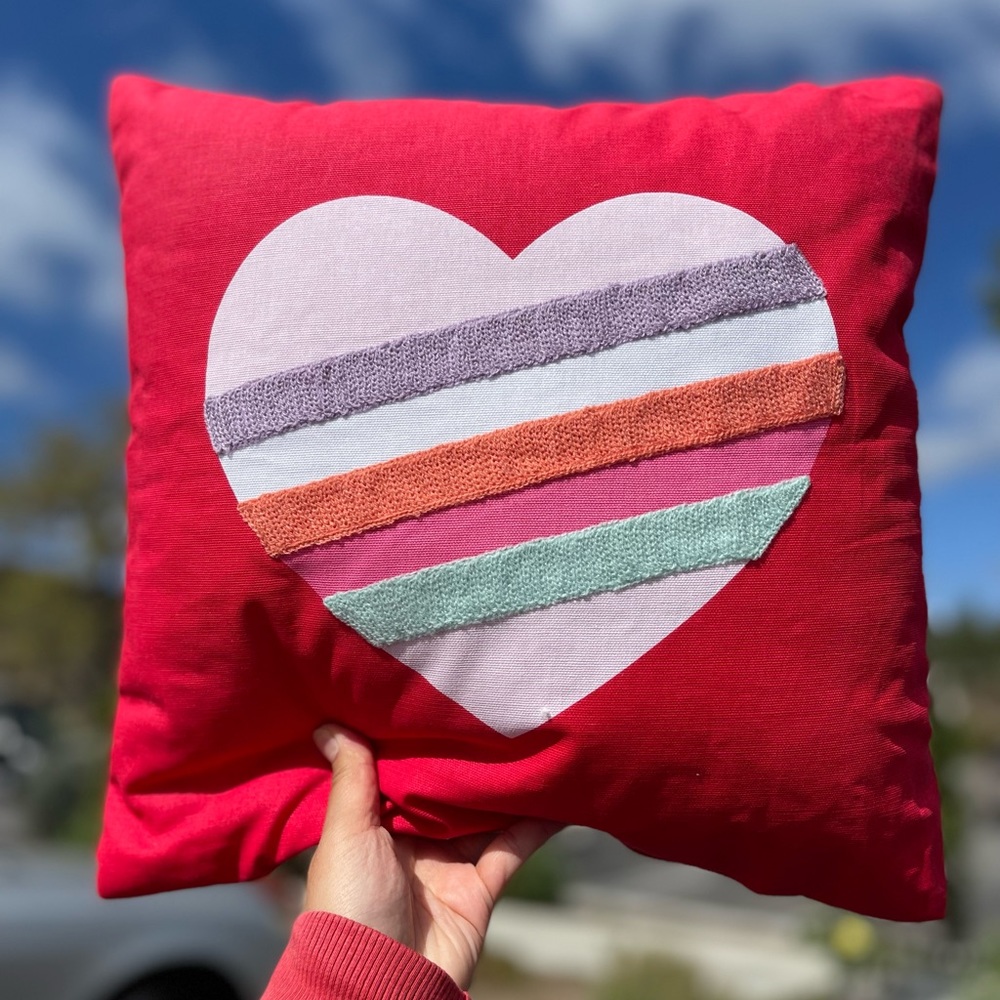 Heart pastel striped Square Throw Pillow Red Spritz Target